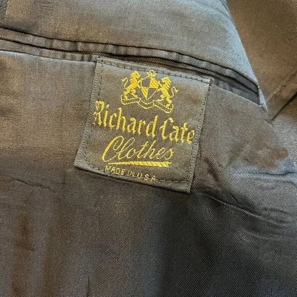 RICHARD CATE MENS VINTAGE SUIT JACKET - BLACK​ - Picture 4 of 12